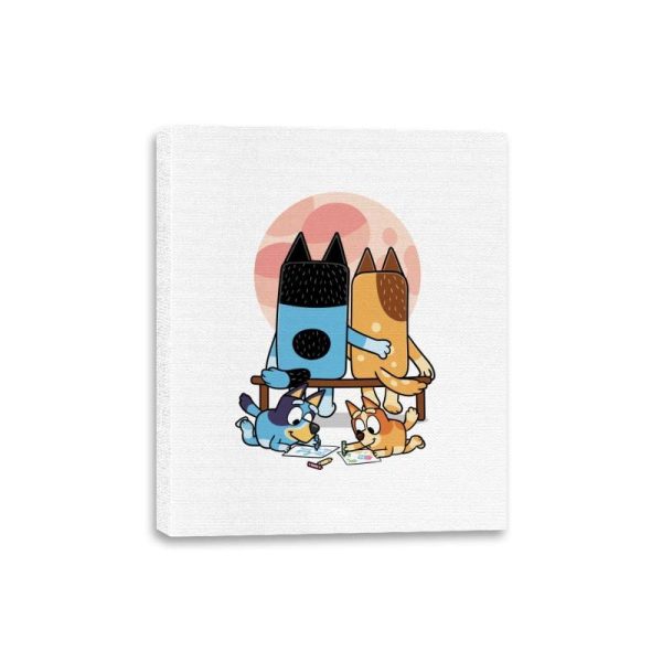 Heelers Gazing at the Moon - Canvas Wraps Supply