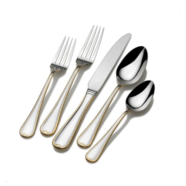Mikasa Cameo Gold 65 Piece Flatware Set, Service for 12 For Cheap