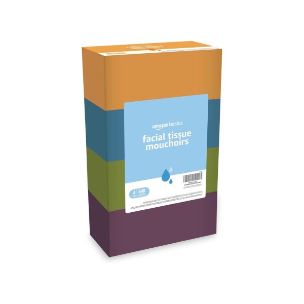 4-Boxes of Amazon Basics 2-PlyFacial Tissues (160 Tissues per Box) Sale