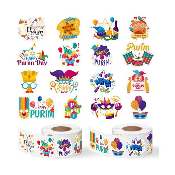 1,000 Pcs Happy Purim Stickers Roll For Discount