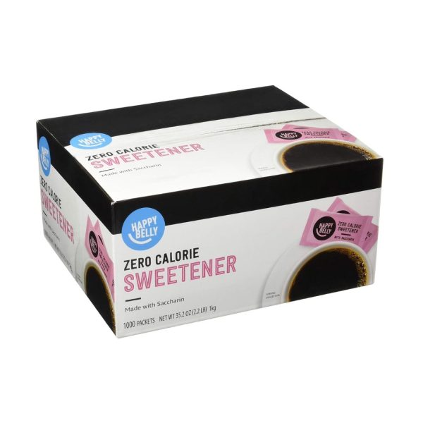 1,000 Packets of Happy Belly Zero Calorie Pink Saccharin Sweetener on Sale